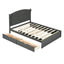 Wood Queen Size Platform Bed with Twin Size Trundle and 2 Drawers  Antique Gray - Korvel