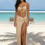 Ensemble de bikini maxi luxe beige en 3 pièces avec accents d'étoile de mer