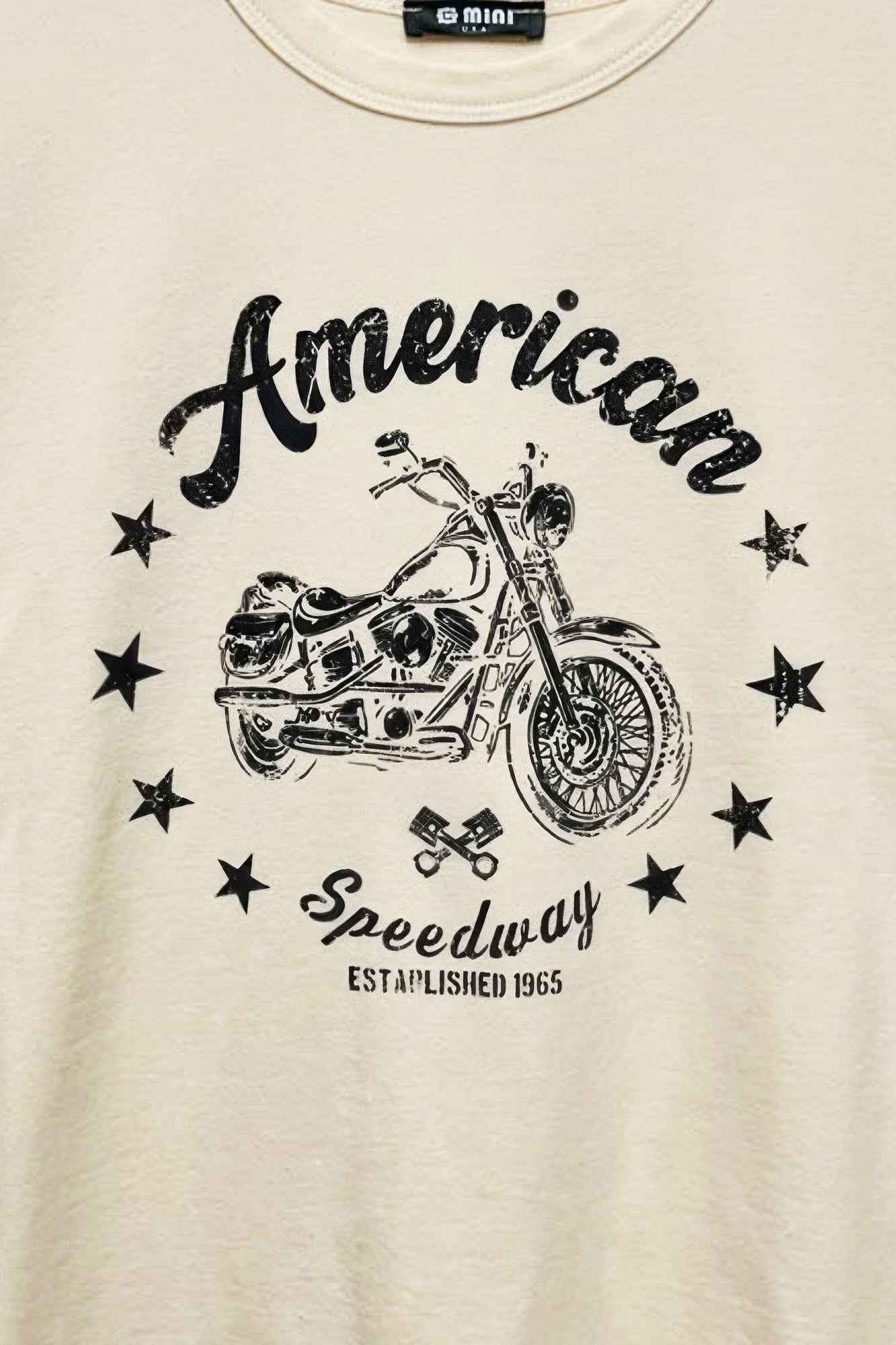 T-shirt Boxy en Coton Moto Américain