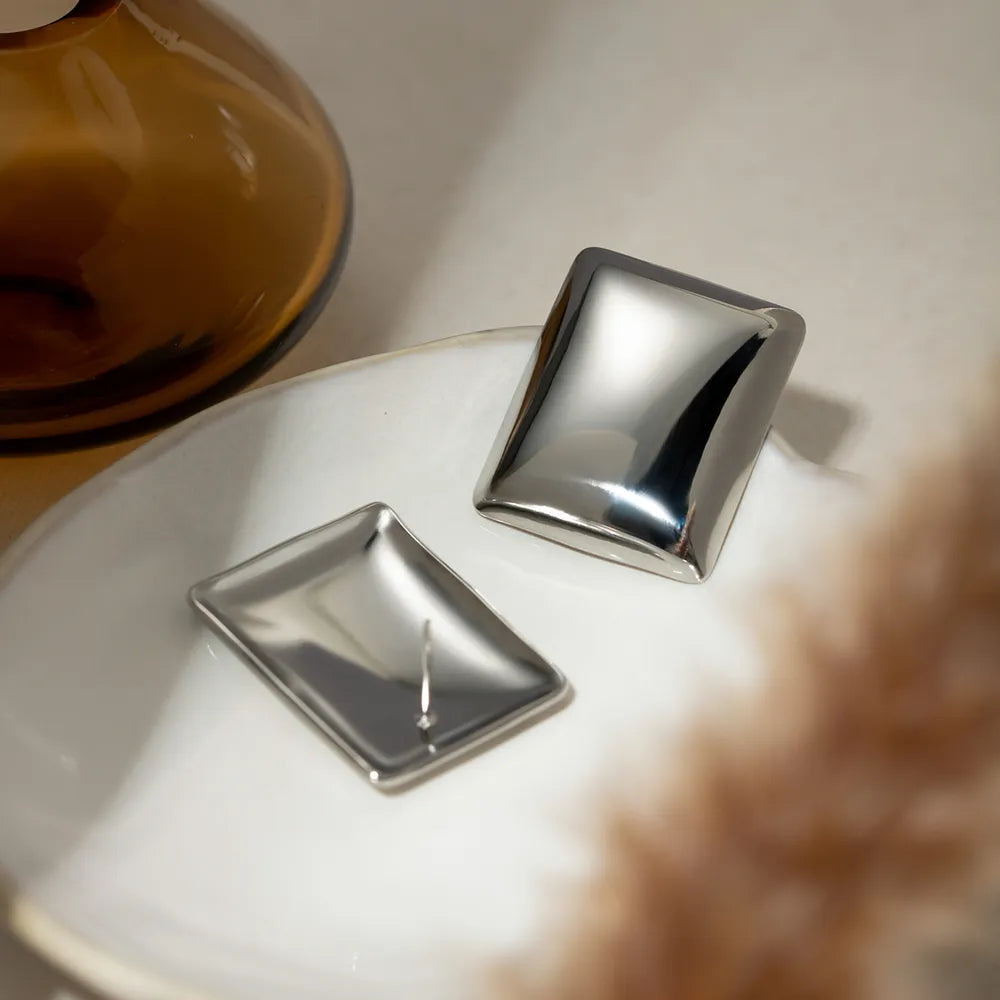 Stainless Steel Rectangular Stud Earrings - Korvel