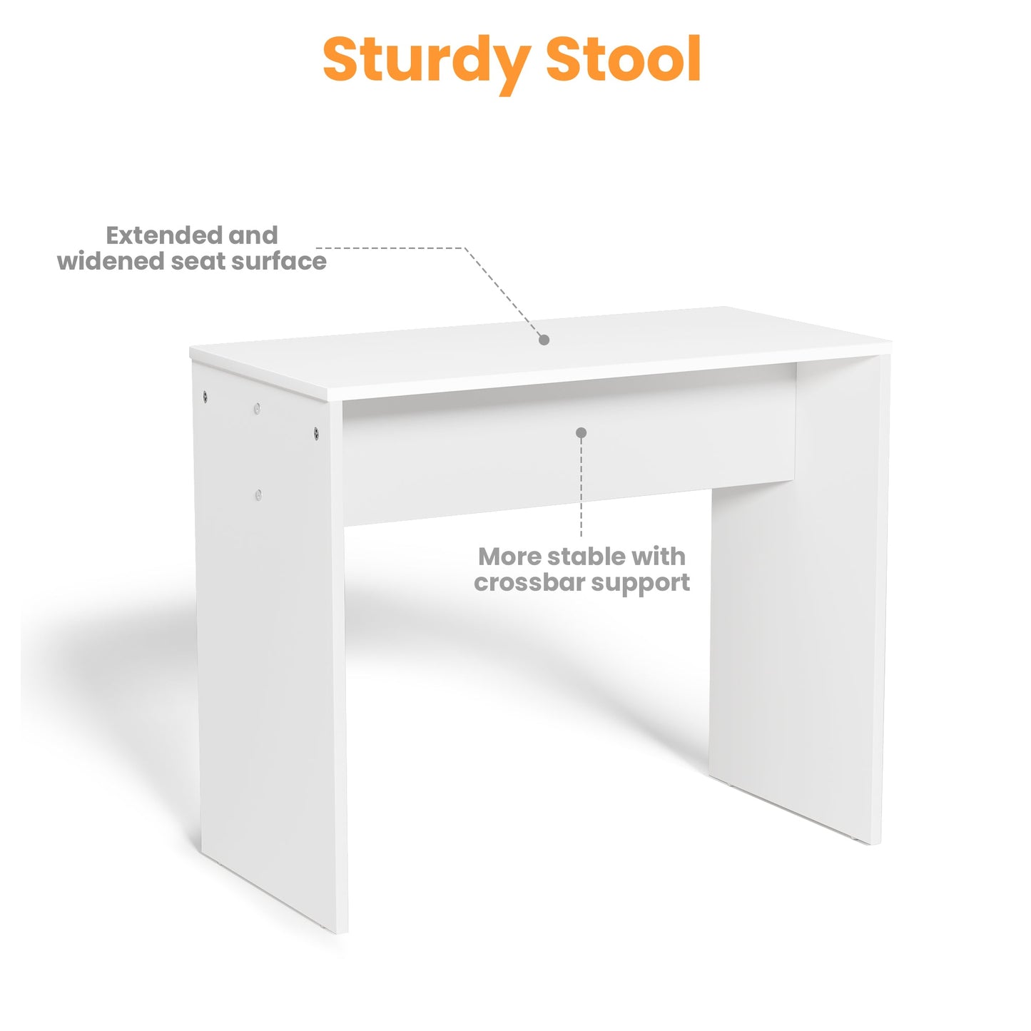 Vanity Desk Set Stool & Dressing Table with LED Lighting Mirror Drawer and Wood Cosmetic Table Chest of Drawers White Color - Korvel