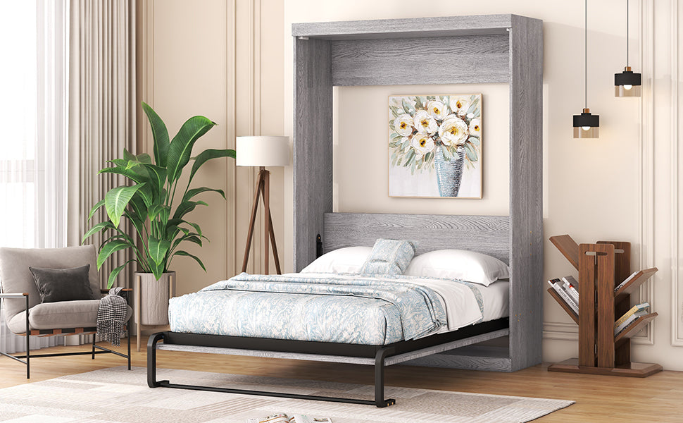 Full Size Murphy Bed, can be Folded into a Cabinet Gray - Korvel