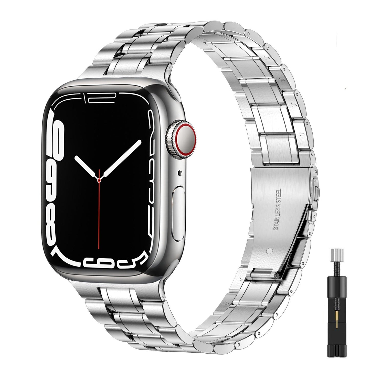 Suitable For Apple Watch S 3 4 5 iwatch S 7 8 9 Stainless Steel Metal Fine Steel Watch Chain With Five Beads - Korvel