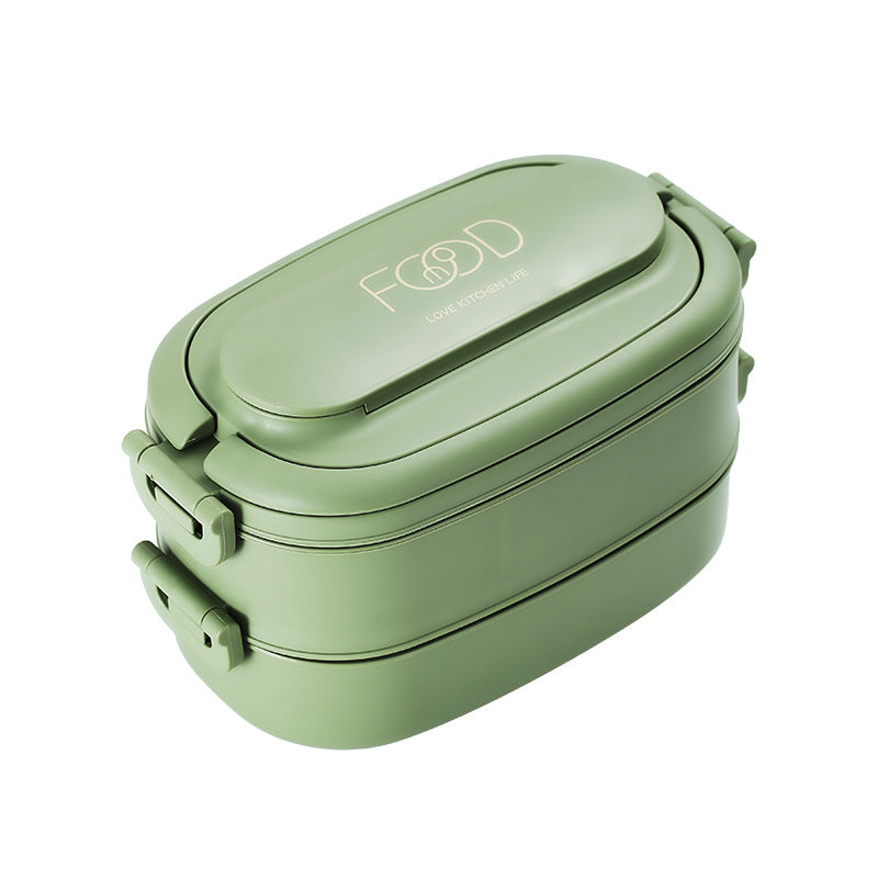 Japanese Portable Double Layer Bento Lunch Box with Cutlery