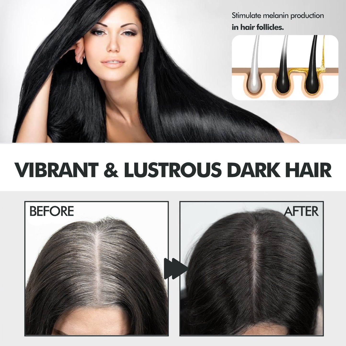 Natural Black Hair Darkening Spray for Smooth, Shiny Hair