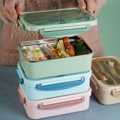 Classic simple microwaveable 304 stainless steel compartment insulation lunch box lunch box - Korvel