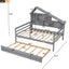 Full Size Platform Bed with Trundle and Shelves Gray - Korvel