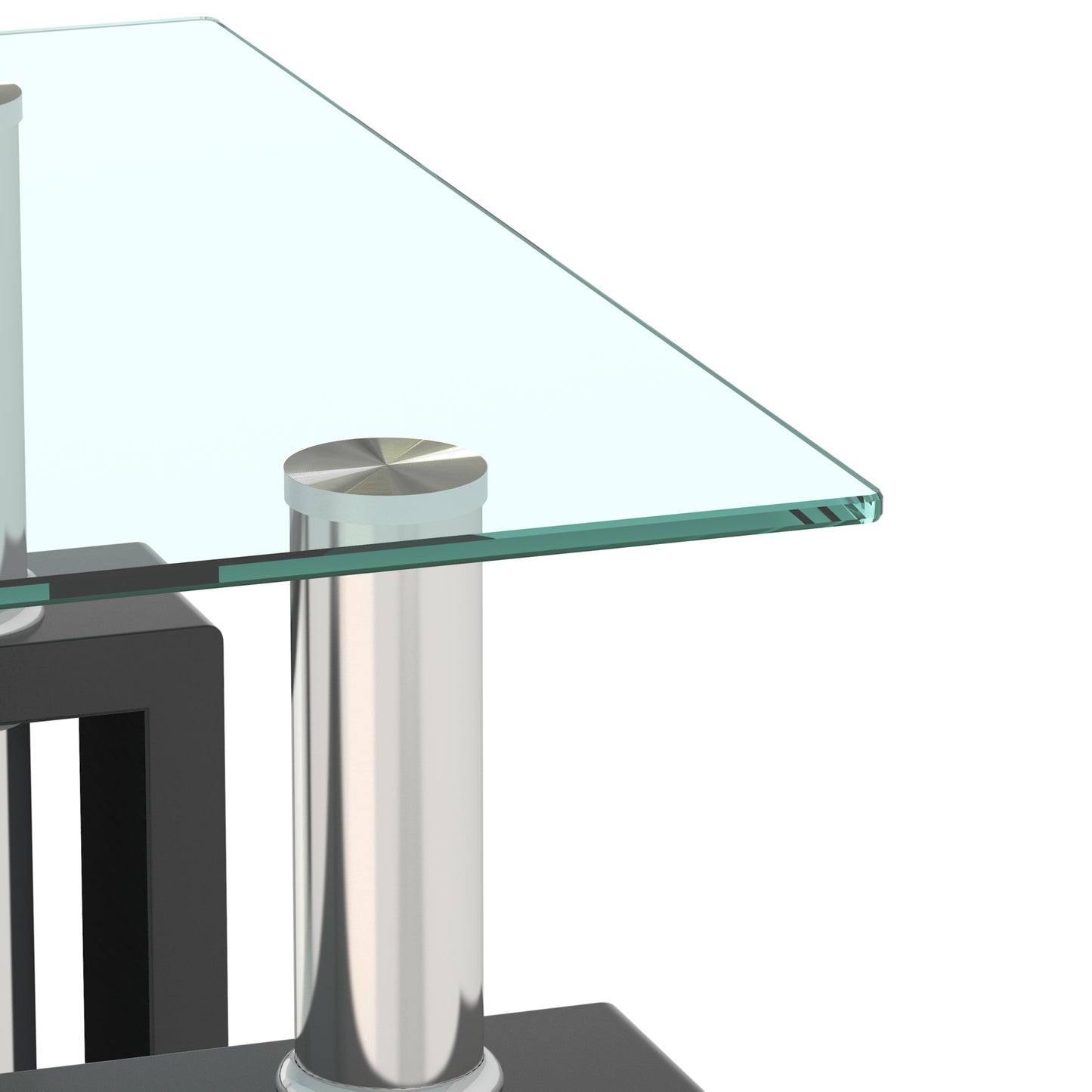 1-Piece Modern Tempered Glass Tea Table Coffee Table End Table, Square Table for Living Room, Transparent/Black - Korvel