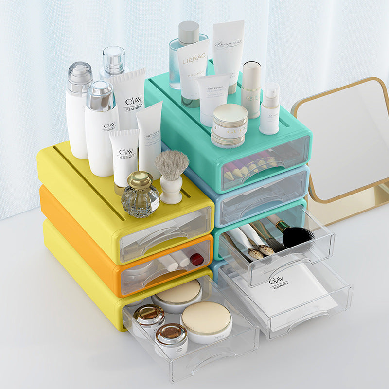 Office home desktop cosmetics stationery transparent storage box drawer type sundries storage box - Korvel
