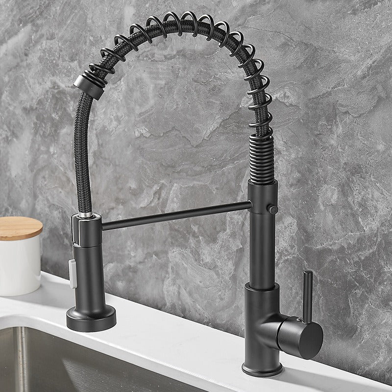 All copper rotatable cold and hot water dual mode sink, kitchen spring faucet - Korvel
