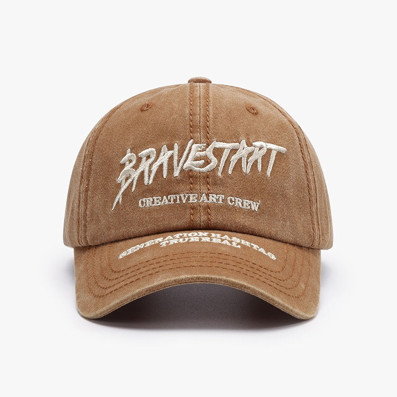 Fashionable Outdoor Versatile Curved Brim Letter Embroidery Men's Flat Tongue Hat Show Face Small Washed Women's Simple Baseball Hat Fashion - Korvel