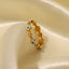 18K gold-plated stainless steel devil eye open ring Fashionable and versatile titanium steel ring for women - Korvel
