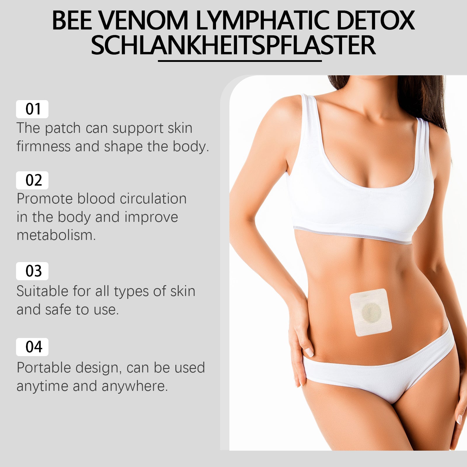 Bee Venom Lymphatic Detox Schlankheitspflaste, Bee Venom Lymphatic Detox Slimming Patch Shaping Slimming Increase Vitality Digestion Health Detumescence Slimming Body Shaping - Korvel