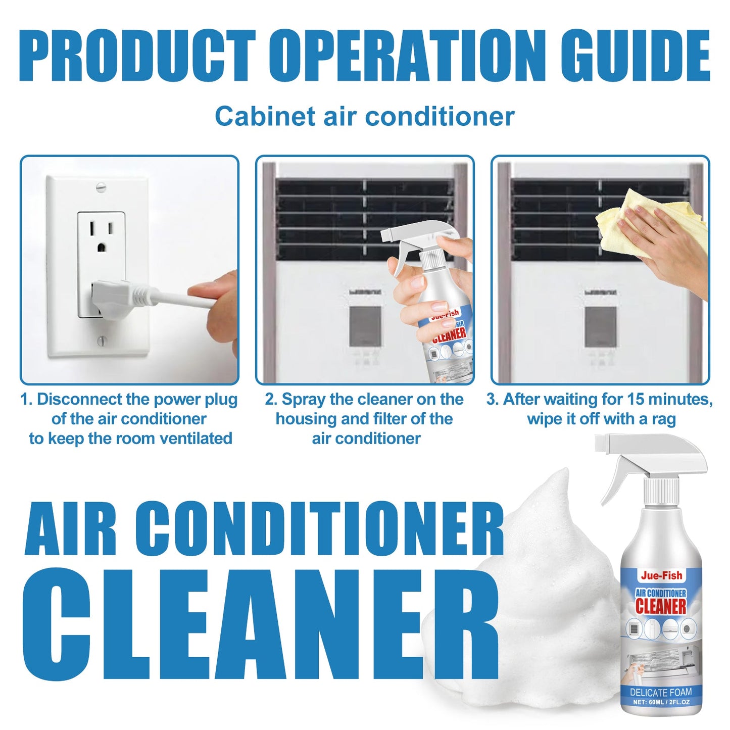 Nettoyant d'Air Conditionné Premium Sans Odeur - Solution Mousse Non-Démontable
