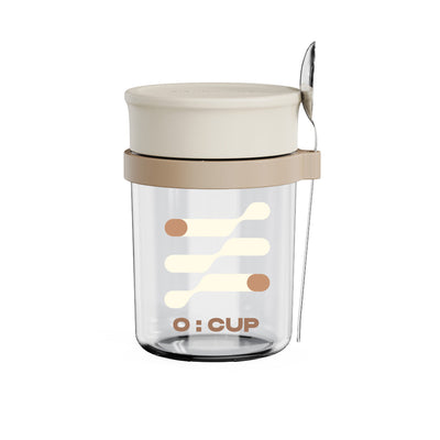 Elegant Glass Oatmeal Breakfast Cup with Spoon