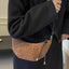 PU Leather Strap Suede Shoulder Bag - Korvel
