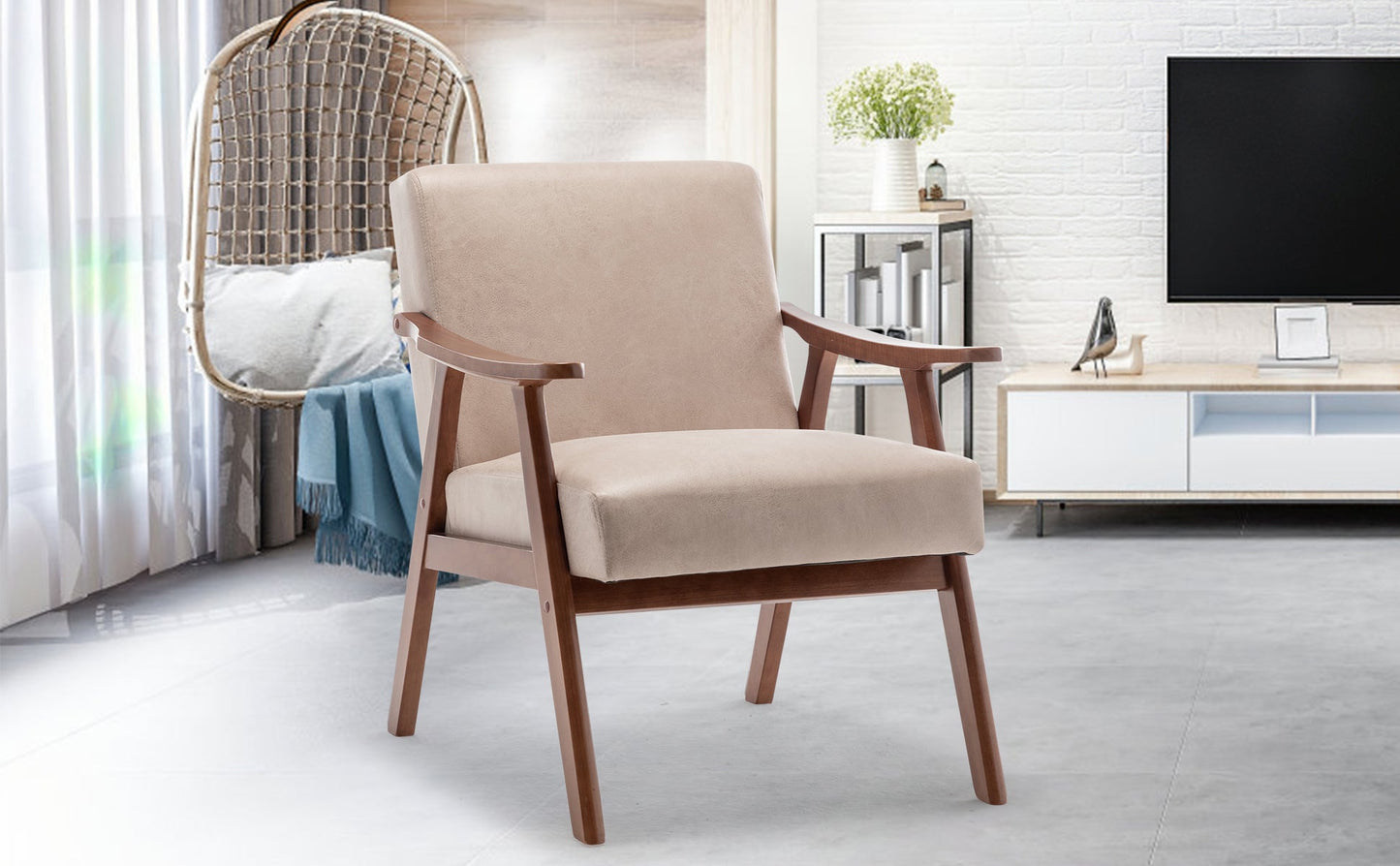 Mid-Century Modern Solid Wood Accent Chair