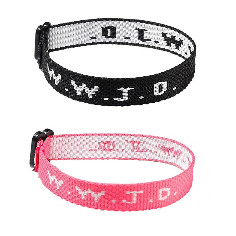 Alphabet Jacquard Printed Wrist Strap Bracelet Strap Unisex WWJD Bracelet Adjustable Bracelet - Korvel