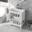 24" White Modern Sleek Bathroom Vanity Elegant Ceramic Sink with Solid Wood Frame Open Style Shelf - Korvel