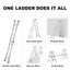 17ft Multi-Position Foldable Aluminum Ladder, A-Frame and Straight Ladder, ANSI 250lbs - Korvel
