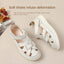 Leather perforated shoes with hollowed out toe caps for women soft soled non slip flat sandals for women - Korvel
