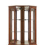6 shelves corner Curio display cabinet with light mirror and adjustable shelves, walnut wood (excluding E26 light bulbs) - Korvel