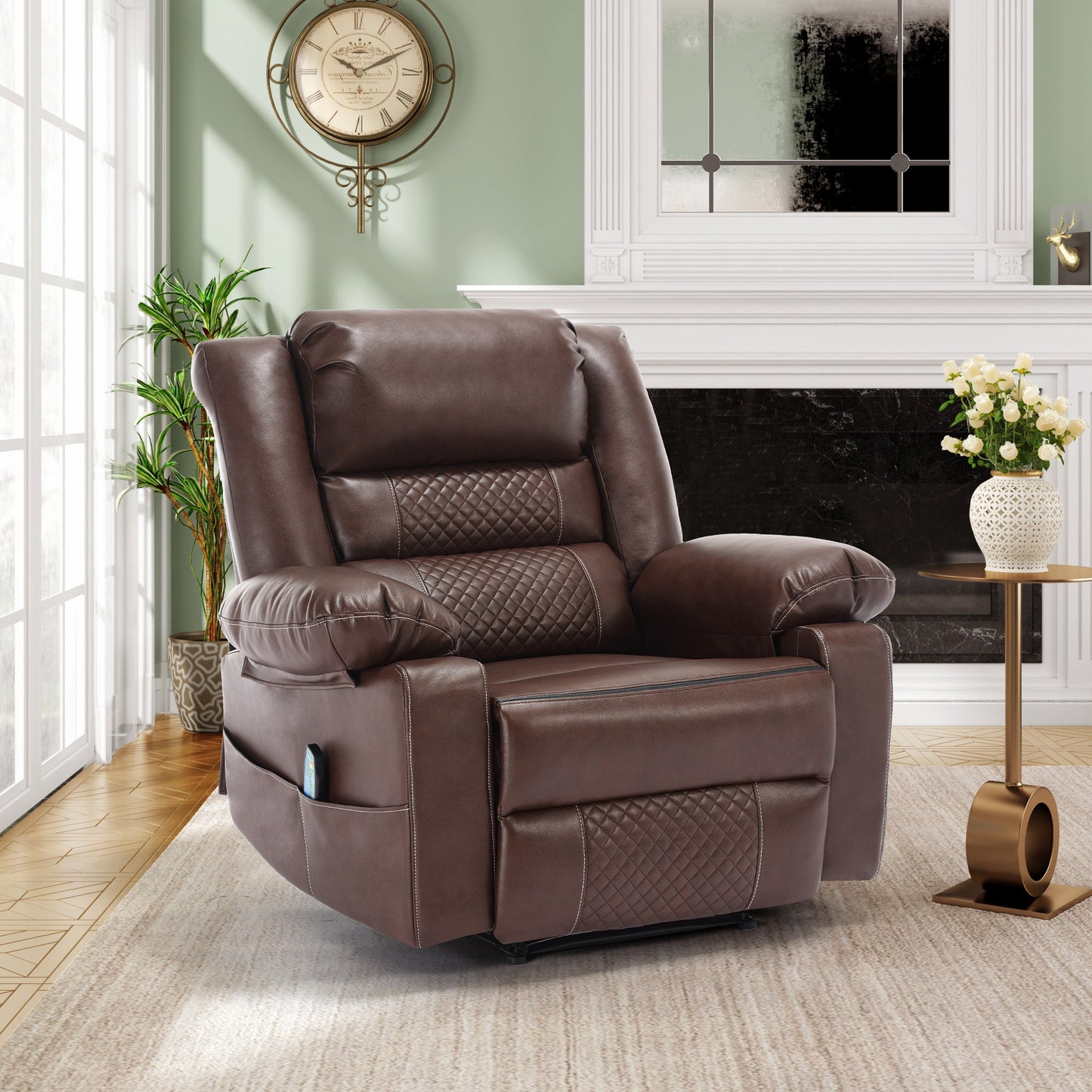 Fauteuil inclinable manuel en cuir respirant pour salon