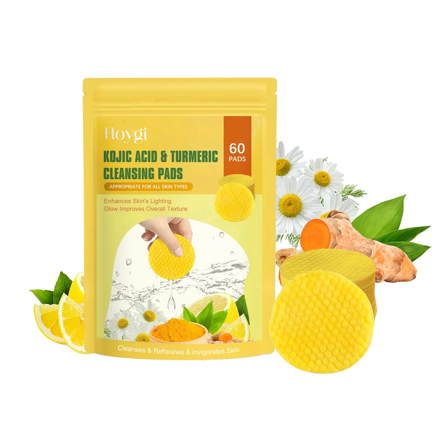 Tampons de nettoyage à l'acide de curcuma pour un nettoyage doux du visage
