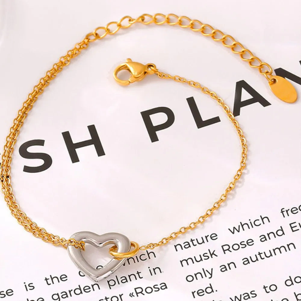 Elegant 18K Gold-Plated Heart Bracelet