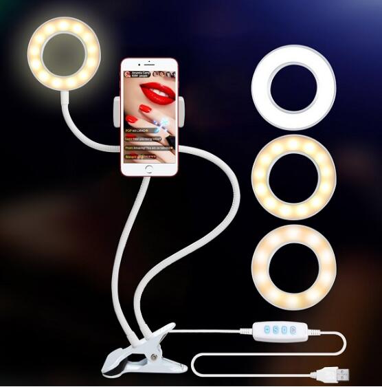 Photo Studio Selfie LED Ring Light with Cell Phone Mobile Holder for Youtube Live Stream Makeup Camera Lamp for iPhone Android - Korvel