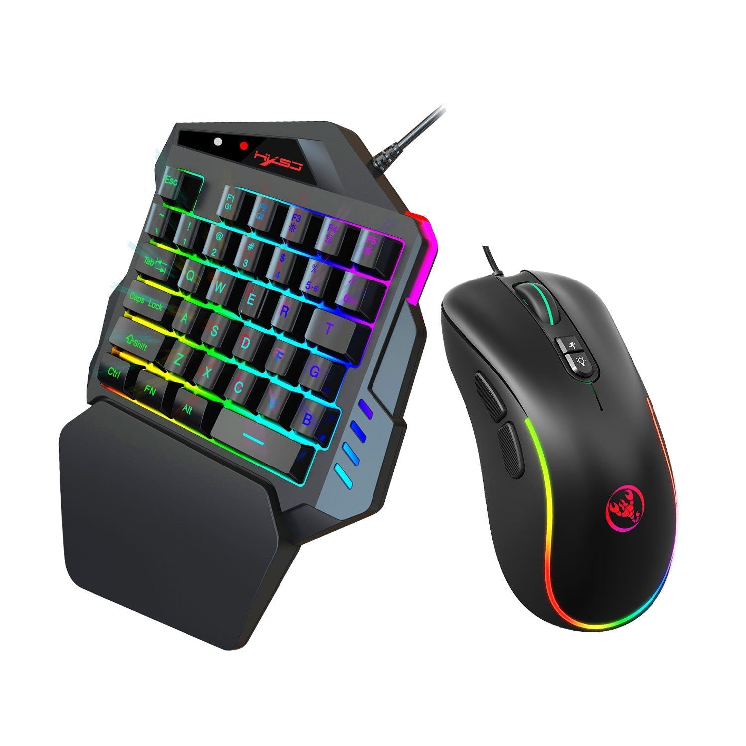 V500 gaming one handed keyboard RGB illuminated keyboard built-in converter supports PS3 and PS4 gaming consoles - Korvel