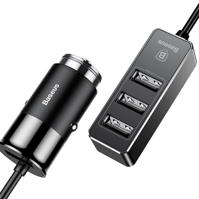 Baseus 4-Port Fast Car Charger - 5.5A Multi USB Adapter