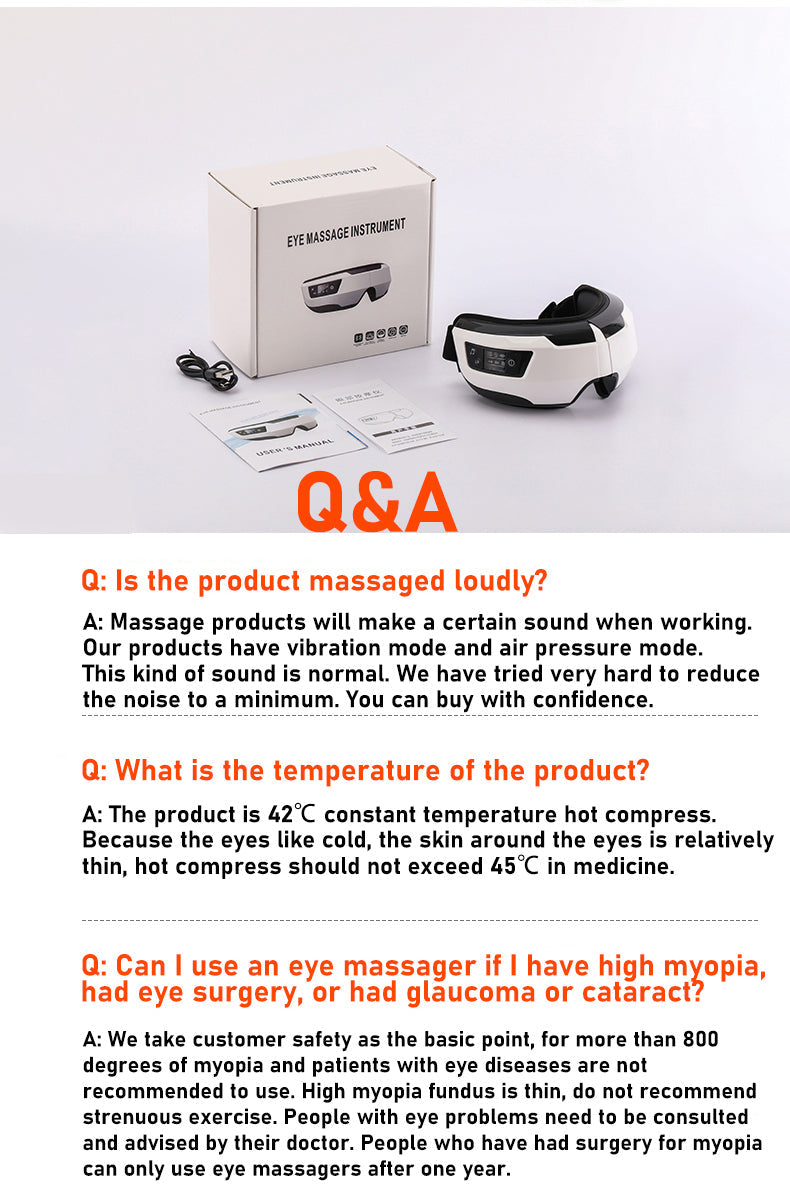Eye Massager Vibration Therapy Air Pressure Heating Massage Relax Health Care Fatigue Stress Bluetooth Music Improve Vision - Korvel