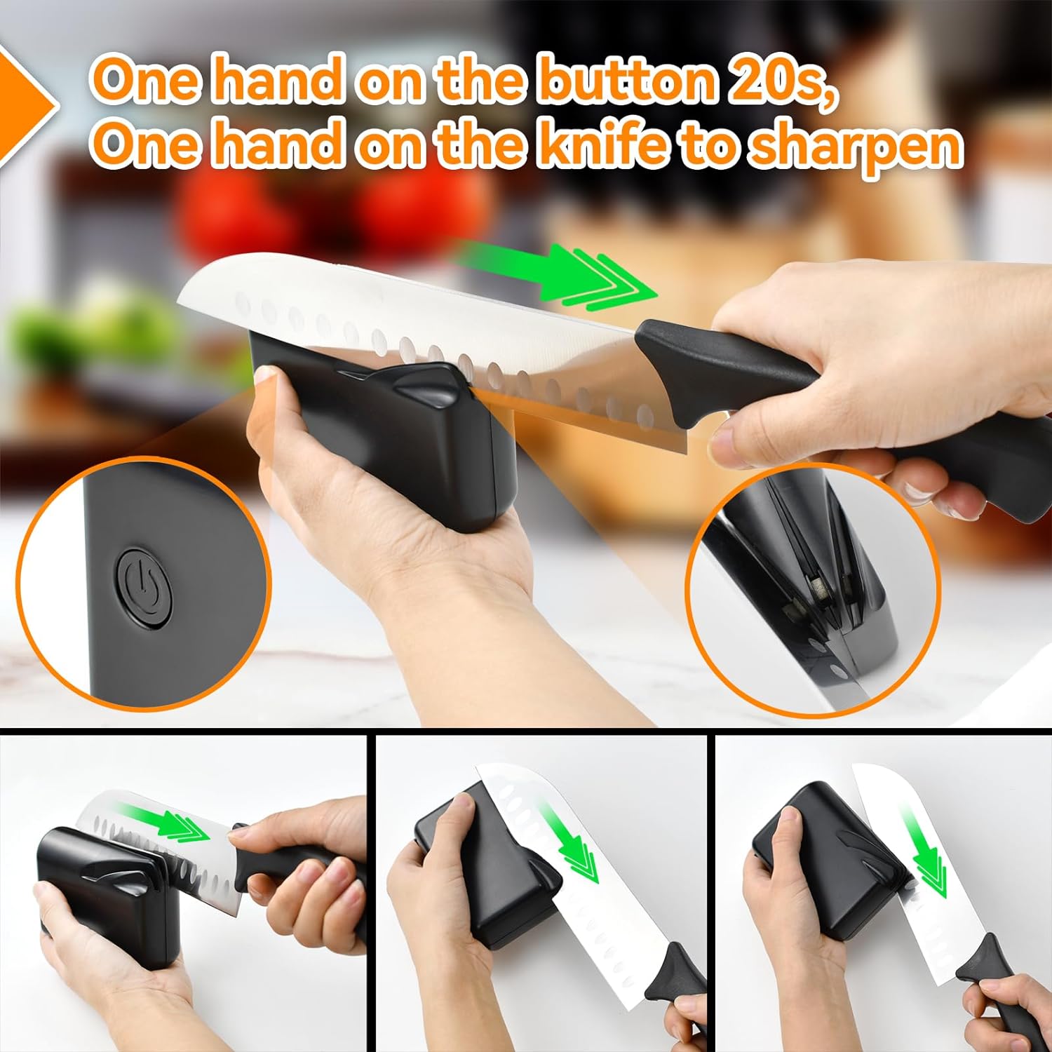 Electric Knife Sharpener, Professional Knife Sharpener for Home, Stages for Kitchen Knives Quick Sharpening & Polishing - Korvel