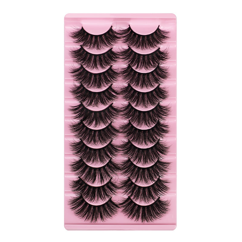 10 Pairs Of Messy Thick Imitation Mink Hair False Eyelashes 3D Stereo Realistic European And American Fried Hair False Eyelashes - Korvel