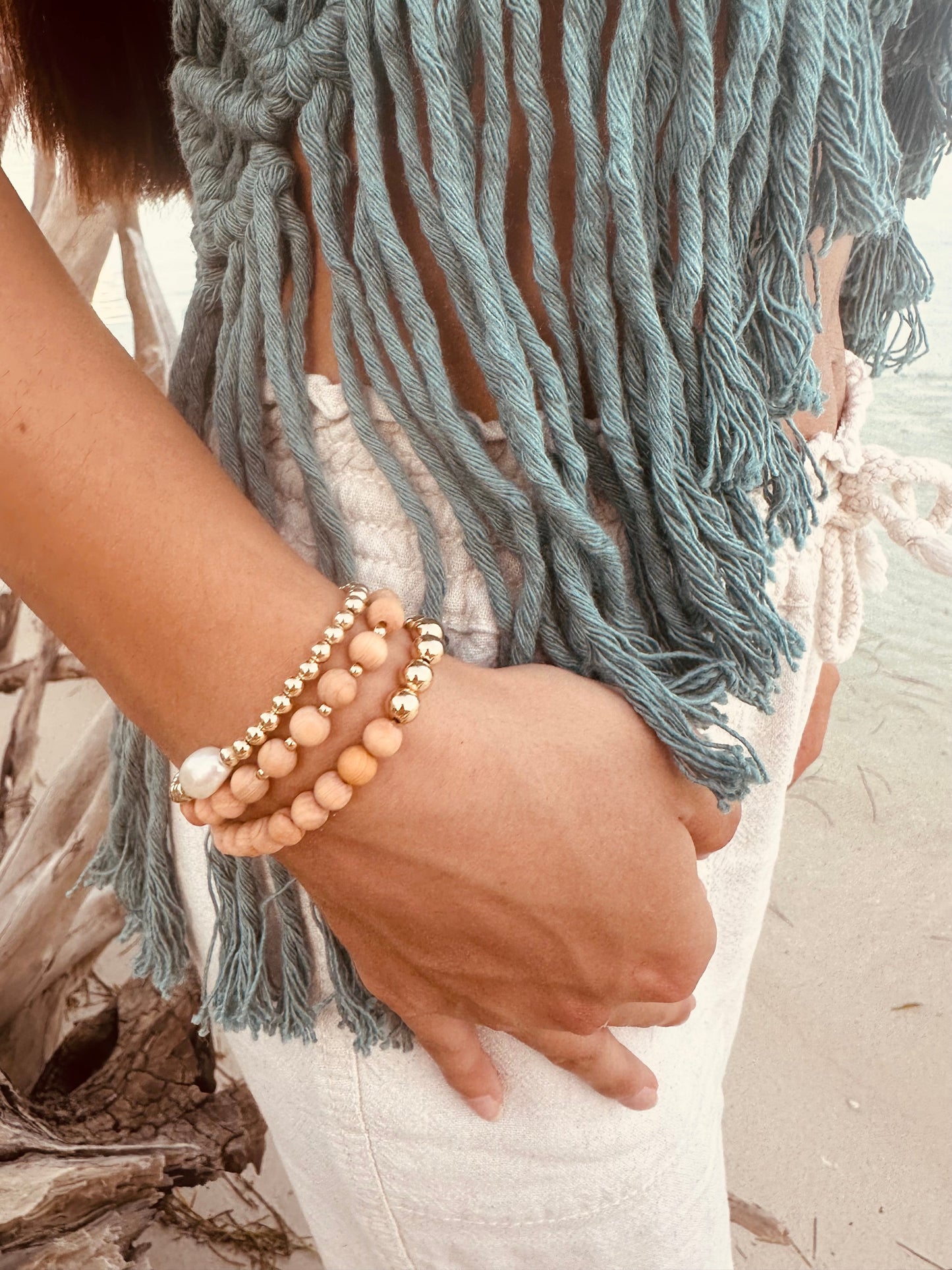 Natural Pearl & 14k Gold Filled Beaded Anklet or Bracelet