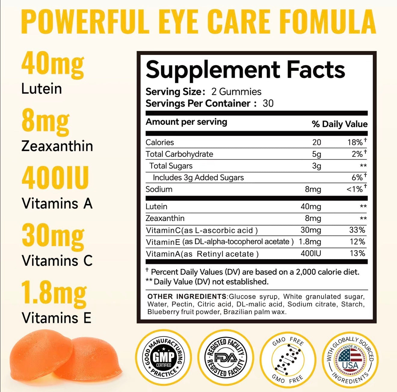 VisionCare Nutrient Gummies for Eye Wellness