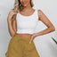 Women's cotton and linen shorts with ruffled edges and drawstring casual pants for women - Korvel
