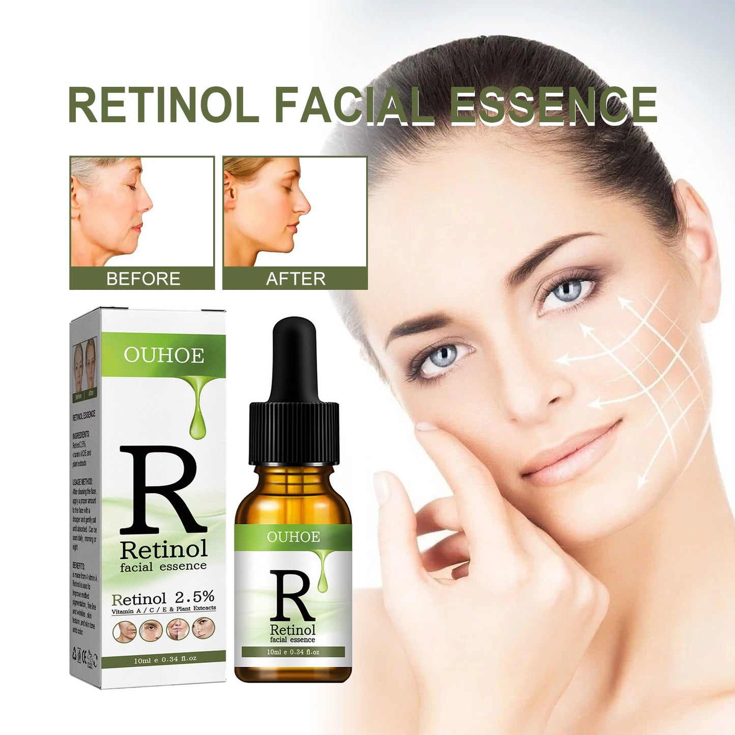 Retinol Serum, Face Anti-Wrinkle Firming Brightening Soft And Smooth Skin Serum - Korvel
