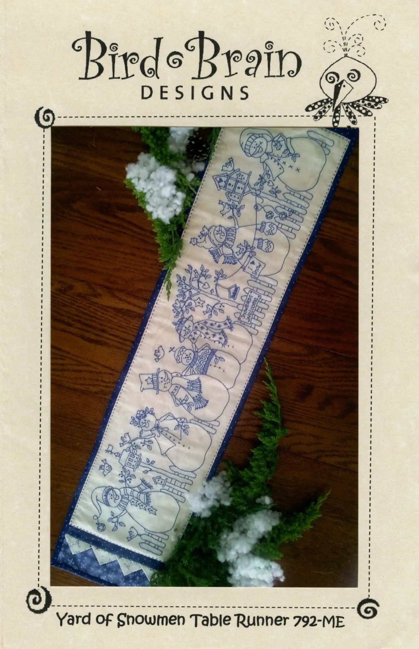Snowmen Table Runner Machine Embroidery Pattern