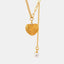Collier Pendentif Cœur en Acier Titane avec Perle Imitation