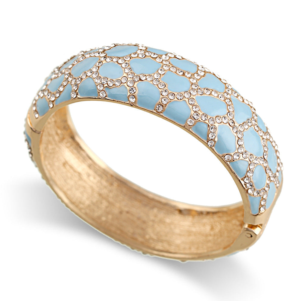 Leopard Patterned Enamel Diamond Drop Bracelet
