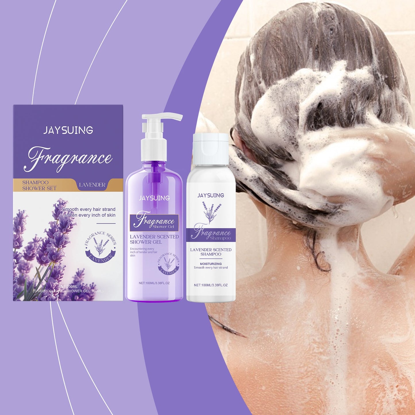Lavender Shampoo & Shower Set Gently Cleans And Moisturizes Body, Skin And Scalp - Korvel