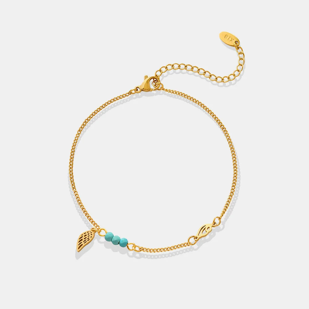 Titanium Steel Wing Shape Charm Anklet Bracelet - Korvel