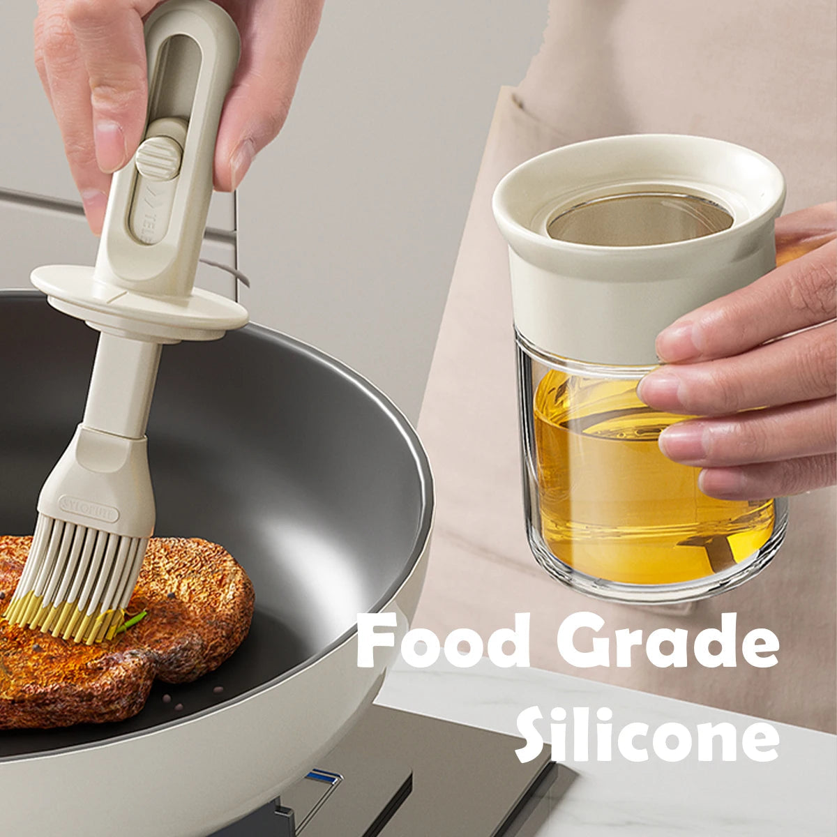 Telescopic Oil Brush Integrated Bottle Adjustable Length High Temperature Resistant Household Kitchen Barbecue Baking Tool - Korvel