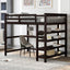 Full Size Loft Bed with Storage Shelves and Under-bed Desk  Espresso - Korvel