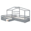 Twin Size House Platform Bed with Three Storage Drawers Gray - Korvel