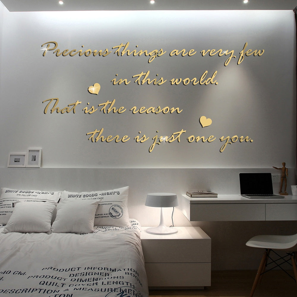 Elegant Acrylic Mirror Surface Wall Sticker - Literary Design