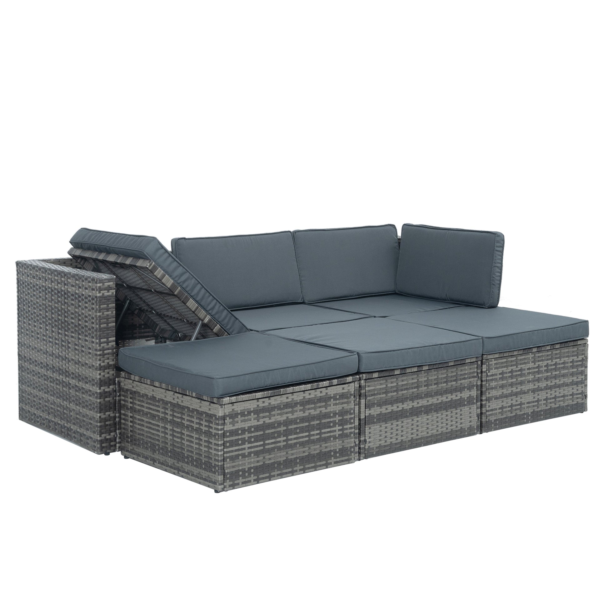 Patio Furniture, Outdoor Furniture, Seasonal PE Wicker Furniture,5 Set Wicker Furniture With Plywood Coffee Table - Korvel
