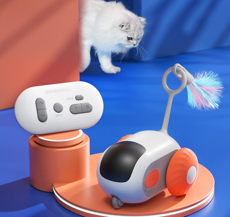 Pet Gravity Intelligent Running Car Remote Control Electric Cat Toy Teasing Stick Cat Pet - Korvel